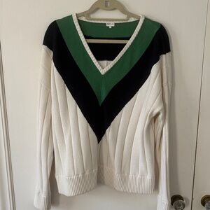 KULE V-Neck Sweater - Green, Black, and White